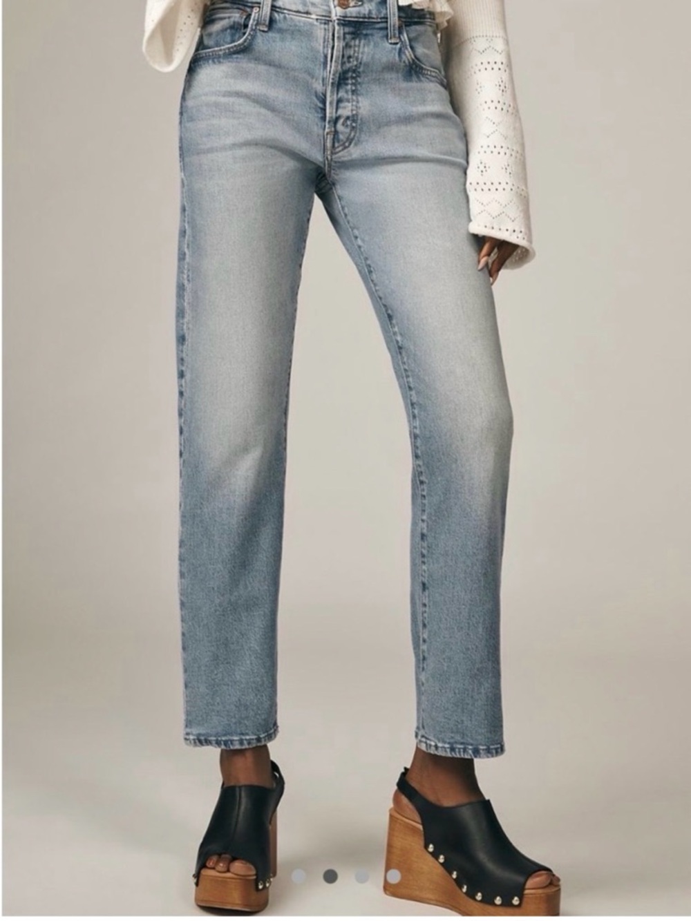 MOTHER Denim The Mid Rise Hiker Hover Straight Leg Jeans Fight For Your Right 28